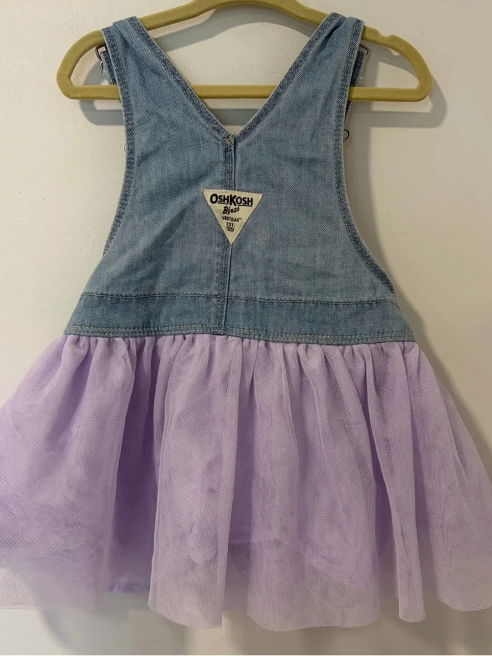 OshKosh Bgosh Girls 2T Unicorn Denim Overall Dress Lavender Tulle Birthday